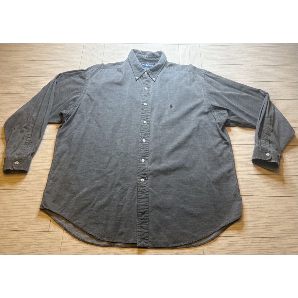 Ralph Lauren Blake Button Down Shirt Mens SizeXL Gray Textured Cotton LongSleeve